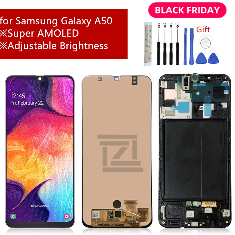 Для samsung galaxy A50 lcd A505F/DS A505F A505A кодирующий преобразователь сенсорного экрана в сборе с рамкой для samsung A50 дисплей запасные части