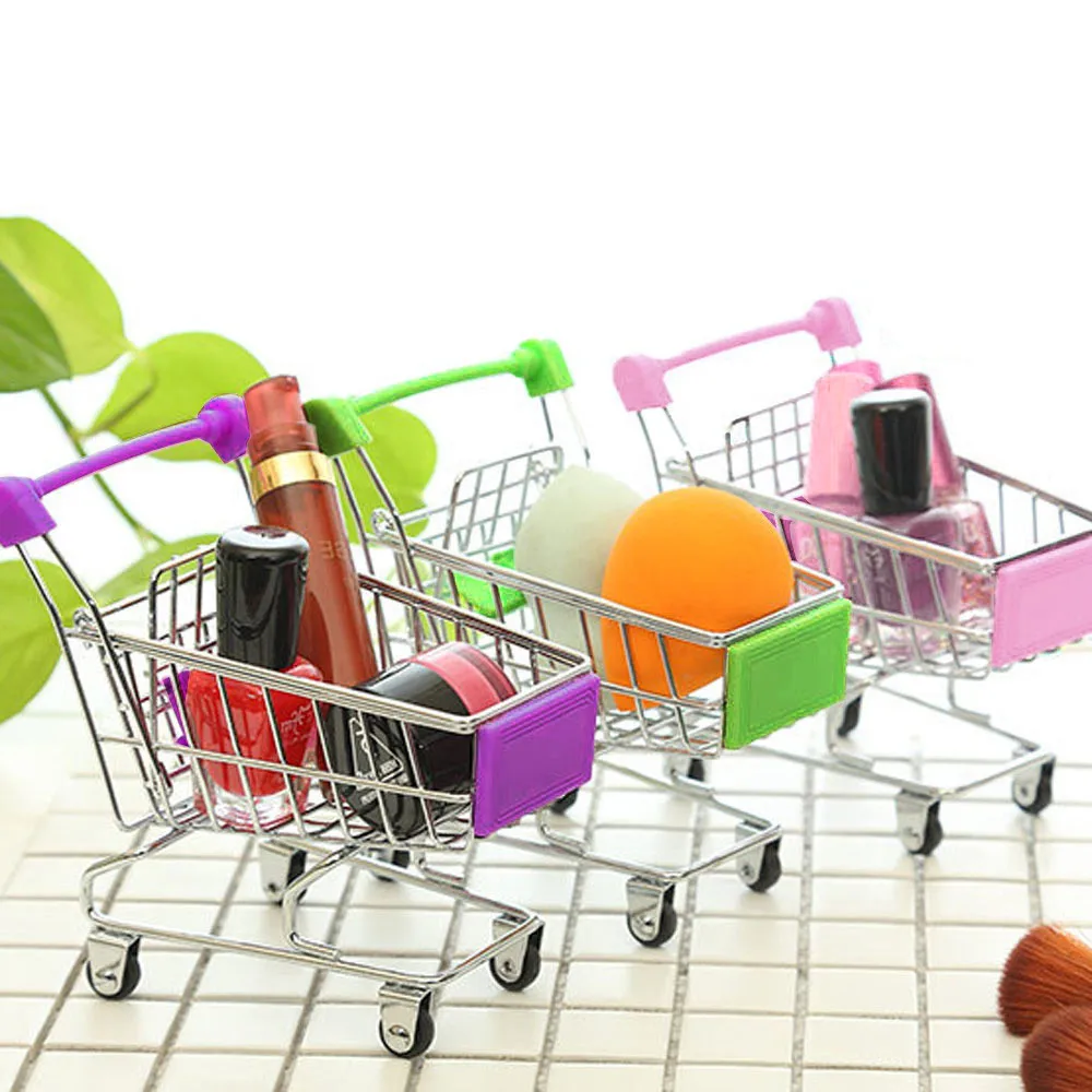 Dressing Puff Storage Basket Mini Shopping Cart Layer Kids Toy Creative Desktop Shelves Rack | Дом и сад
