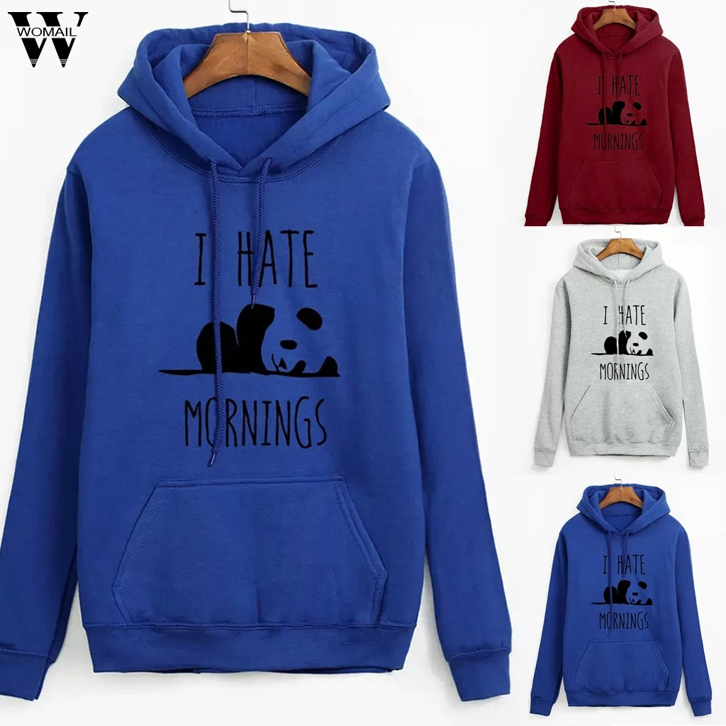 Женские свитшоты осенние свободные женские толстовки с принтом панды I Hate Morinings