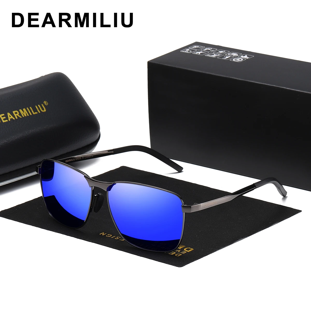 Мужские Винтажные Квадратные Солнцезащитные очки DEARMILIU поляризационные линзы