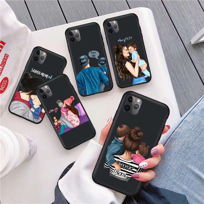 Чехол для iphone 11 чехол 12 PRO X XS MAX XR SE2 8 7 6 6s plus 5s se мягкий силиконовый с надписью Super Mom