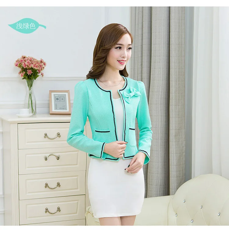 light green Весенняя тонкая женская куртка короткий Женский приталенный Блейзер Famale Jaket плюс размер Блейзер женская одежда для путешествий женские блейзеры и куртки - Цвет: light green