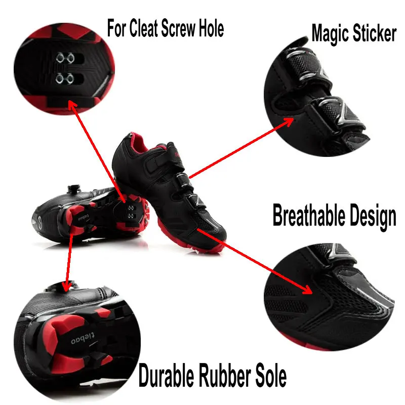 Teibao Cycling shoes Pro Men's Mountain Bike Shoes MTB Self-Locking Riding Bicycle with Mesh Holes | Спорт и развлечения