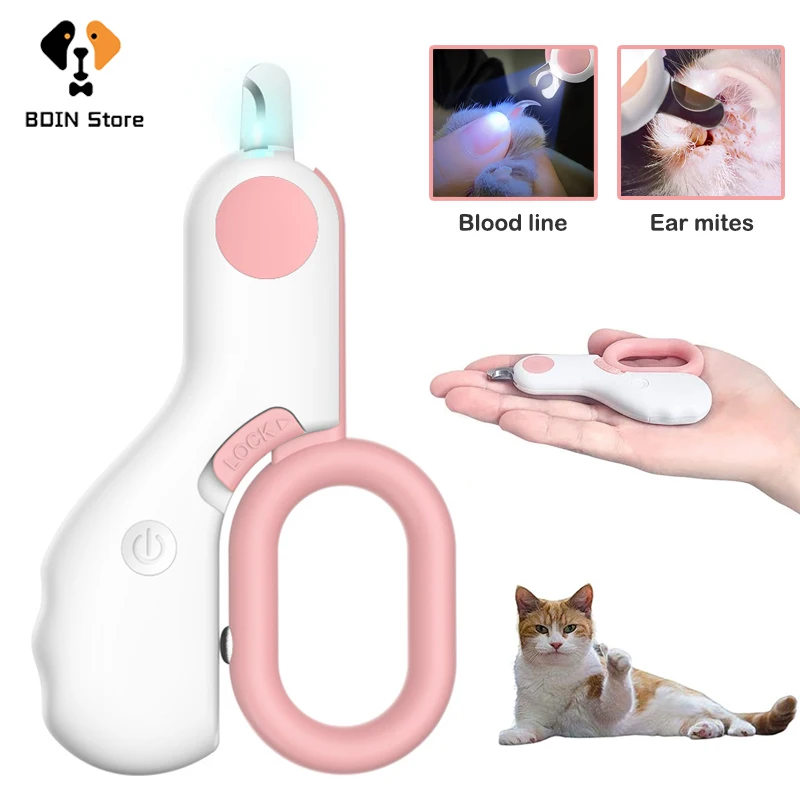 

Professional Mini Pet Nail Clippers for Small Pets LED Light Cats Claw Nail Cutter Grooming Tools for Cat Rabbit Bird Puppy