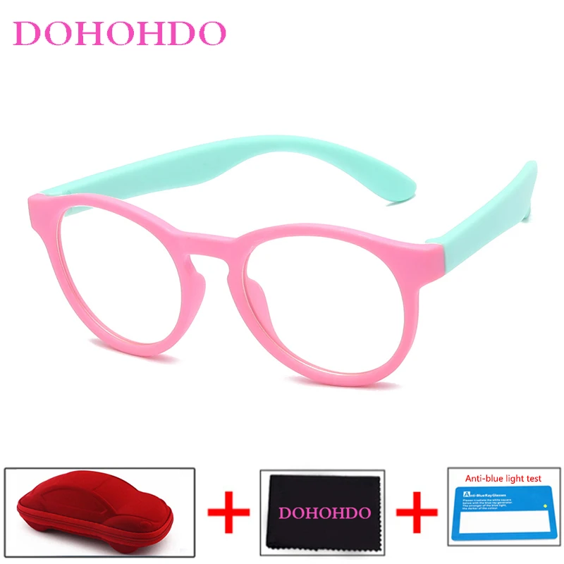 

DOHOHDO Blue Light Glasses Children Blocking Computer Eyeglasses Kids Girls Transparent Soft Silicone Frame UV400 Lunette De Vue
