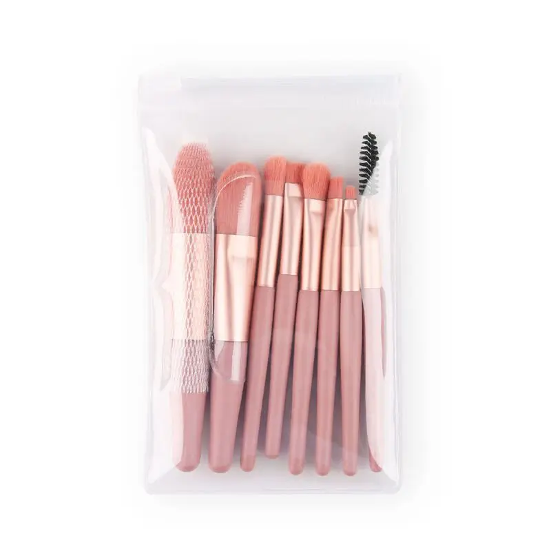 

8Pcs Makeup Brushes Cosmetic Foundation Powder Blush Eye Shadow Lip Blend Wooden Make Up Brush Tool Kit