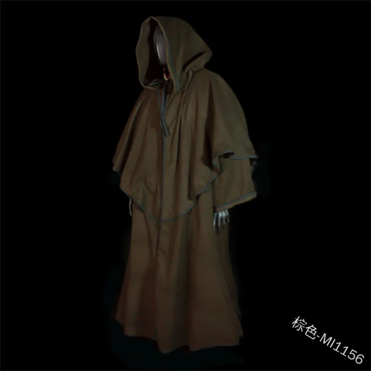 Винтажный средневековый плащ унисекс для мужчин и женщин длинный рукав большой