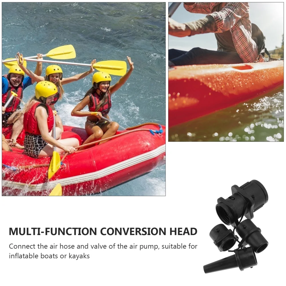 

2Pcs Practical Air Converter Inflatable Boat Pump Adaptor Black