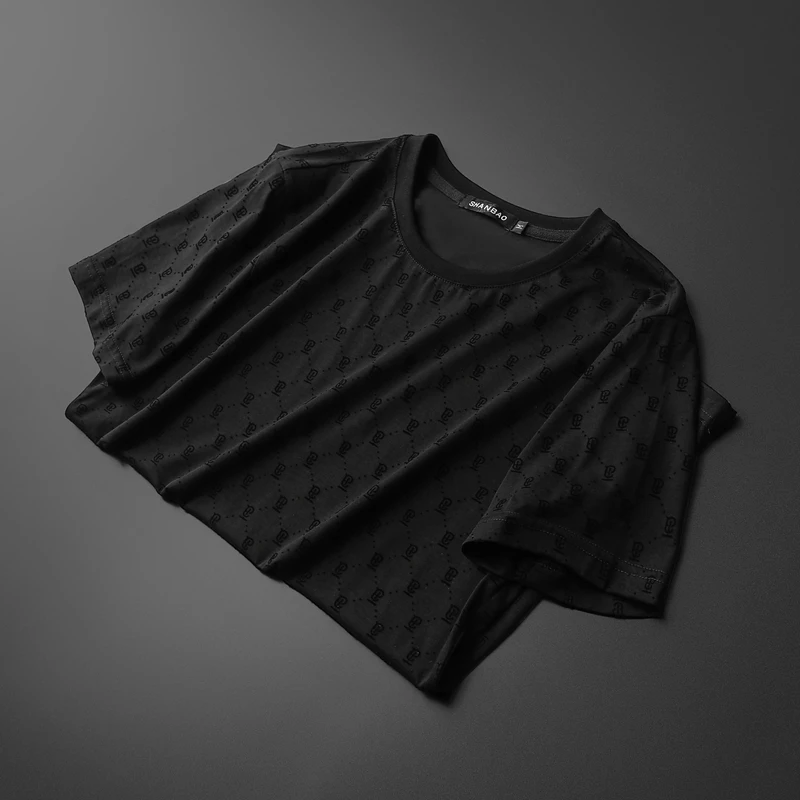 

Free Shipping Men's T-Shirts Flocking Mercerized Cotton Designer Argyle Pattern Tee Shirt Short Sleeve Summer Clothing 2086