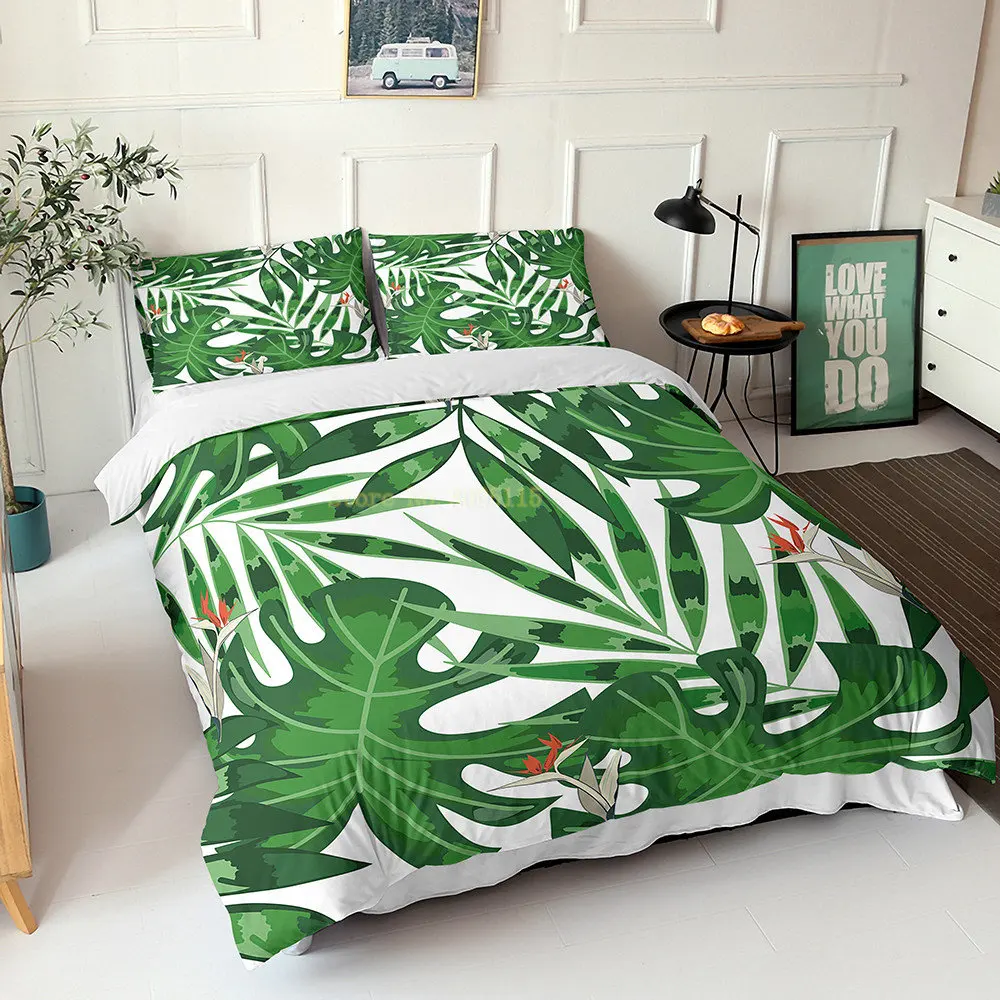 

3D Printing Tropical Rainforest Plant Bedding Set Queen Home Textiles Set Bedclothes Duvet Cover Pillowcase for Birthday Gifts