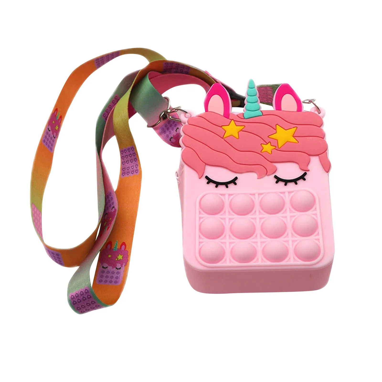 Kawaii Push Its Bubbles Toys Rainbow Pops Women's Wallet Bag Kids Coin Purse Silicone Simple Dimple Fidget for Children |