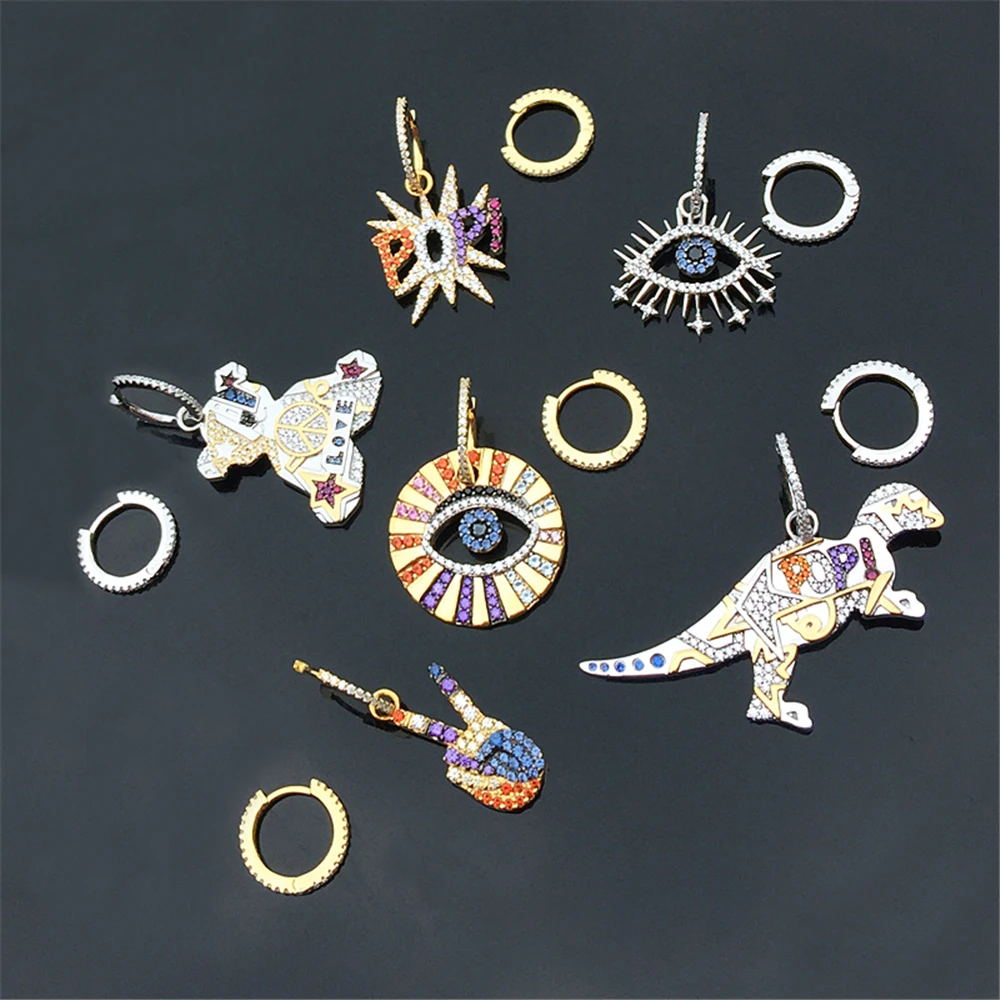 

cheny s925 sterling silver new POP series earrings female fashion dinosaur asymmetric ear jewelry European and American style