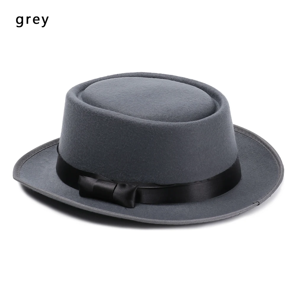 grey 1 шт., осенне-зимняя винтажная фетровая шляпа, шерстяная джазовая Кепка с широкими полями, ковбойская шляпа, Панама для женщин и мужчин, аксессуары для танцевальной вечеринки - Цвет: grey