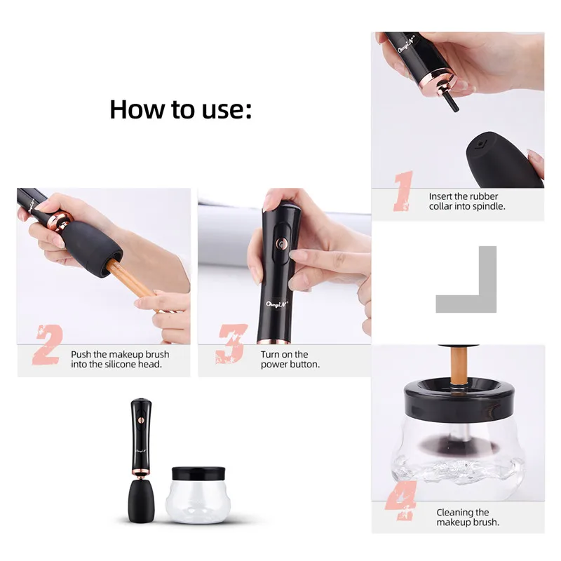 

CkeyiN Rechargeable Makeup Brush Cleaner Spinner Dryer Automatic Cleaning Machine Fast Washing Drying Make Up Brushes Clean 48