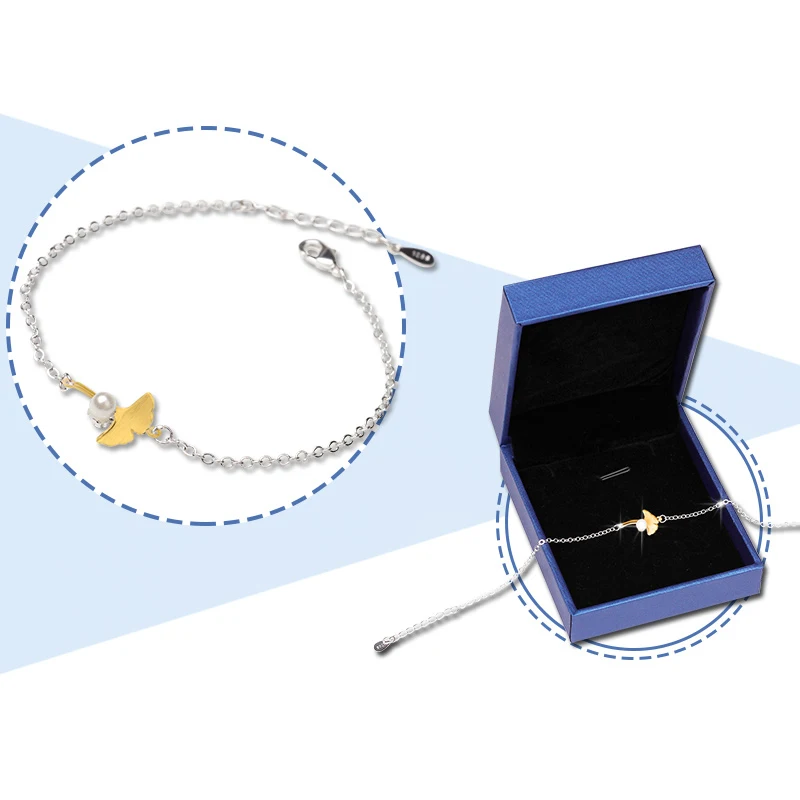 Bracelet 1 шт. Аниме Любовь и продюсер Баи Чи гинкго лист браслет ожерелье 925 серебряные ювелирные изделия Cos Декор ювелирные изделия подарок для женщин Девушка - Окраска металла: Bracelet