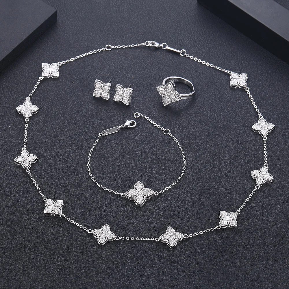 Janekelly 4 шт. Свадебные циркониевые полные Ювелирные наборы для женщин вечерние