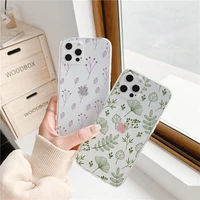 retro flower leaf leaves phone case for iphone 13 12 11 pro max 7 8 plus se 2020 x xs max xr soft clear transparent back cover