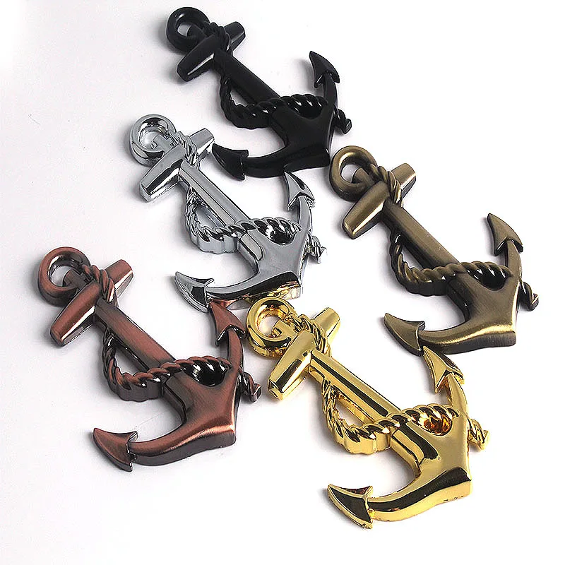 

1PC Metal Personality Car Stickers Boat Anchor Hooks Navy Emblem Grill Cross Badge Pirate Ship Car Body Sticker for Zenvo