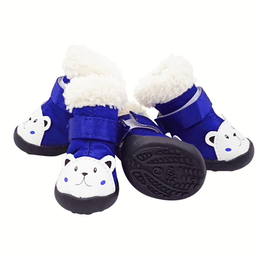 Pet Shoes For Small Dogs And Cats Fashion PU Snow Defence Dog Boots Puppy Warm Waterproof Deluxe Anti-slip Rubber Sole | Дом и сад
