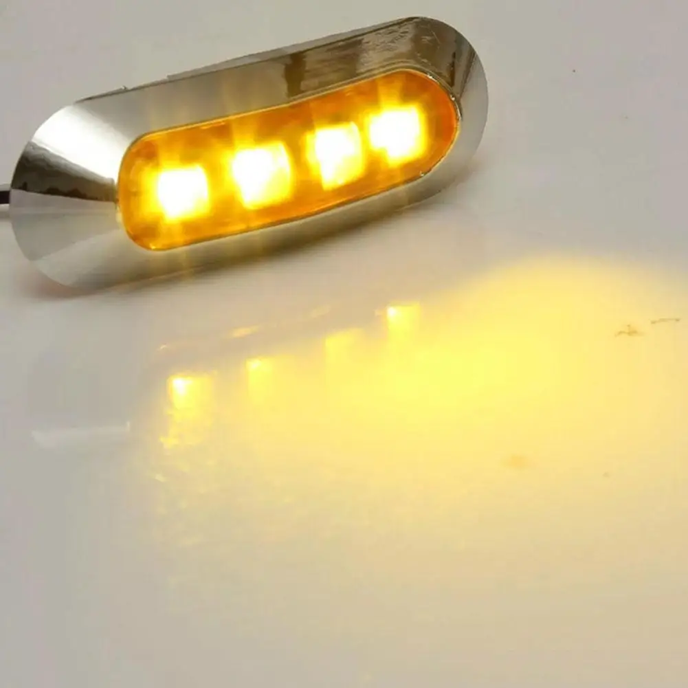 

10pcs Side Marker Tail Light Amber 4 Smd 12/24v Waterproof Led Marker Lamp Ndicator Trailer Light Rear Side Lamp Truck Light 2 W