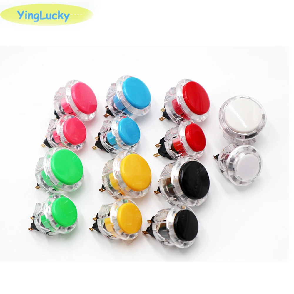 1 шт. Аркада Кнопка 30 мм кнопочный прозрачный и цветными пуговицами заменить