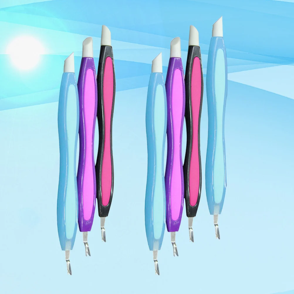 

7pcs Nail Dead Skin Remover Dural Head Nail Grinder Stick Plastic Handle Plastic Handle Nail Art Tool for Salon Home (Random