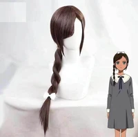 anime wonder egg priority aonuma neiru cosplay wig brown long braided hair white bow heat resistant long braids girls anime