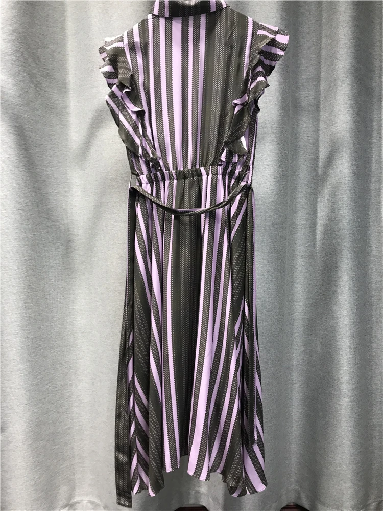 

Women Dress 2021 New Summer Products Fashion Silk Lapel Sleeveless Half Button Placket Medium Length Cardigan Skirt