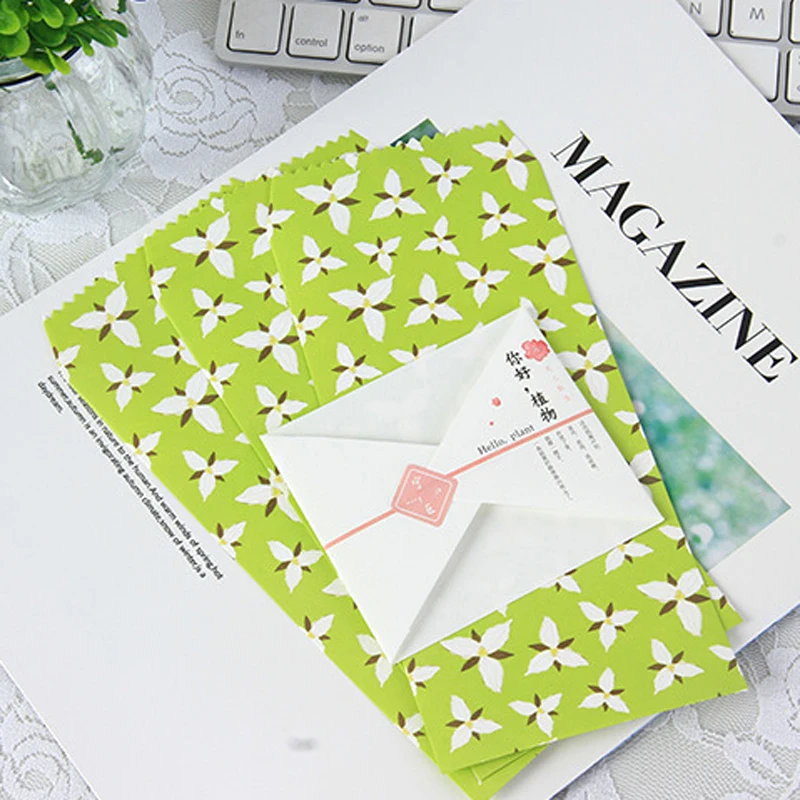 

20 pcs/lot Plant Flower Design Paper Envelope Color Floral Gift Card Passionate Children Students Holiday Prize Letter Paper