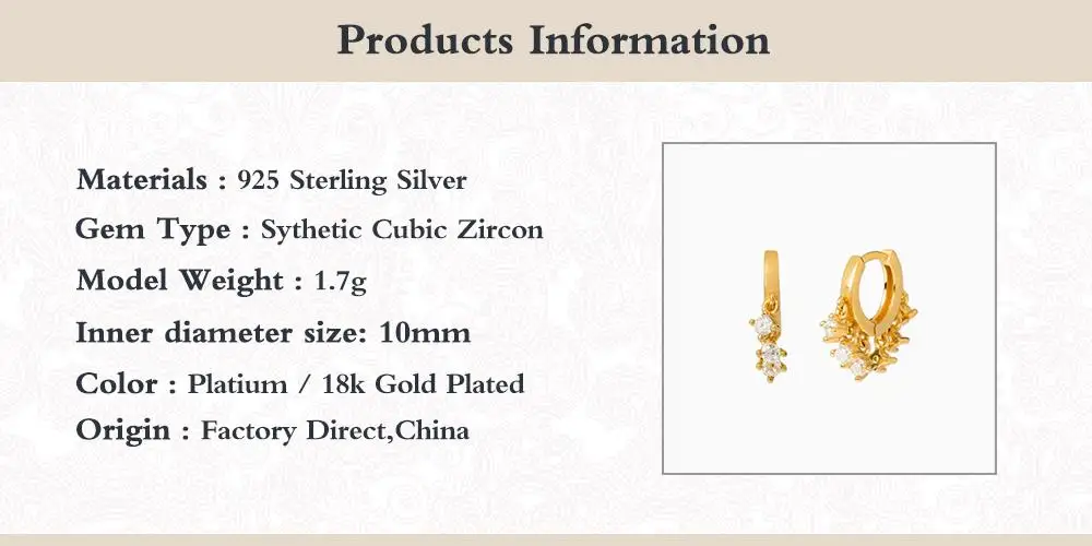 

BOAKO Solid 925 Sterling Silver Jewelry Fine Earring CZ Water Drop Hoop Earring For Woman Girls Lovers' Pendientes 18K Plated