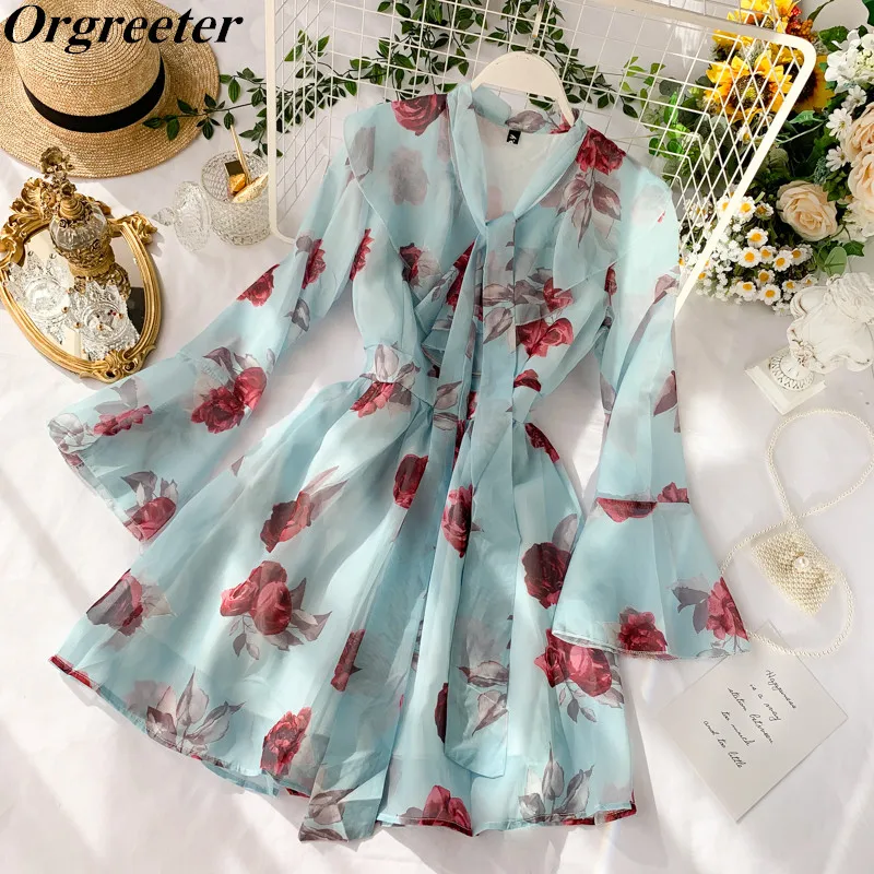 Женское шифоновое пляжное платье с длинным рукавом V-образным вырезом и