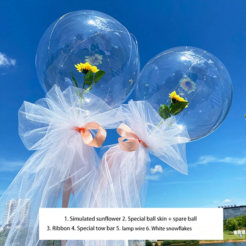 

Led Balloon With Column Stand Luminous Transparent Bobo Balloons Stand LED String Lights Wedding Birthday Party Decoration
