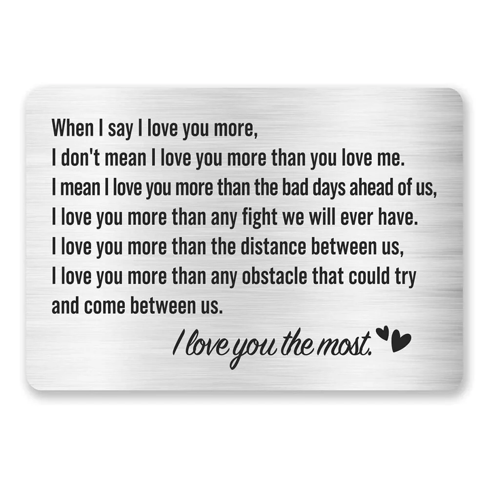 

Бумажник с гравировкой «Я люблю тебя», вставки для карт в стиле бойфренда, на день рождества, от жены, подарки для пар «сделай сам», оптовая п...