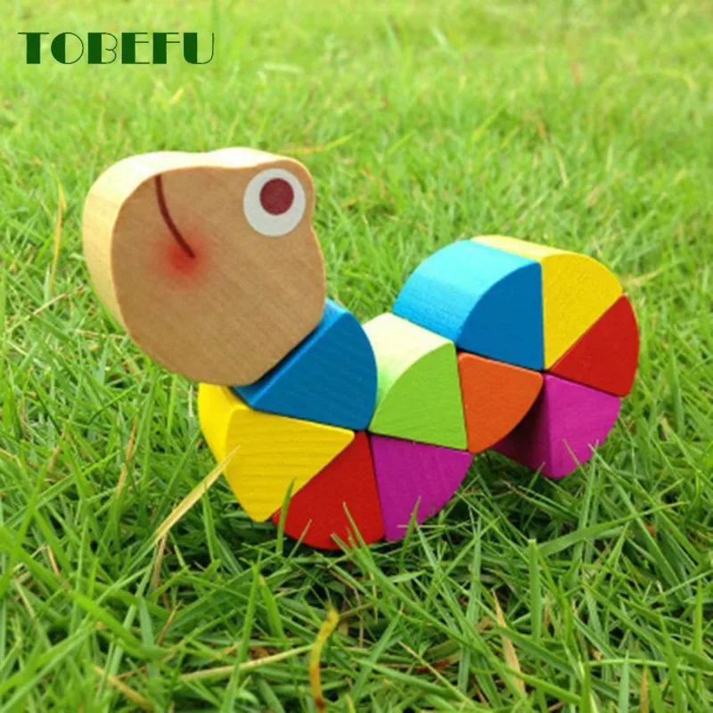 Colorful Wooden Worm Puzzles Kids Learning Educational Didactic Baby Development Toys Fingers Game for Children Montessori Gift
