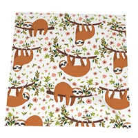 cute sloth on the tree with funny table napkins cloth square satin fabric wedding birthday home party hotel polyester