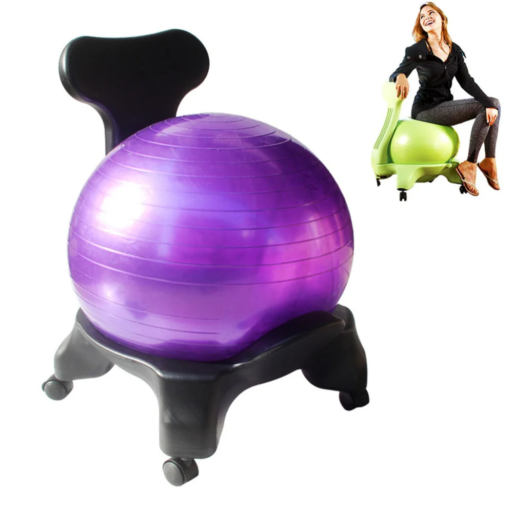 

Classic Yoga Chair Balance Chair with Back Support & 55CM Stability Exercise Guide for Home or Office (Random Col
