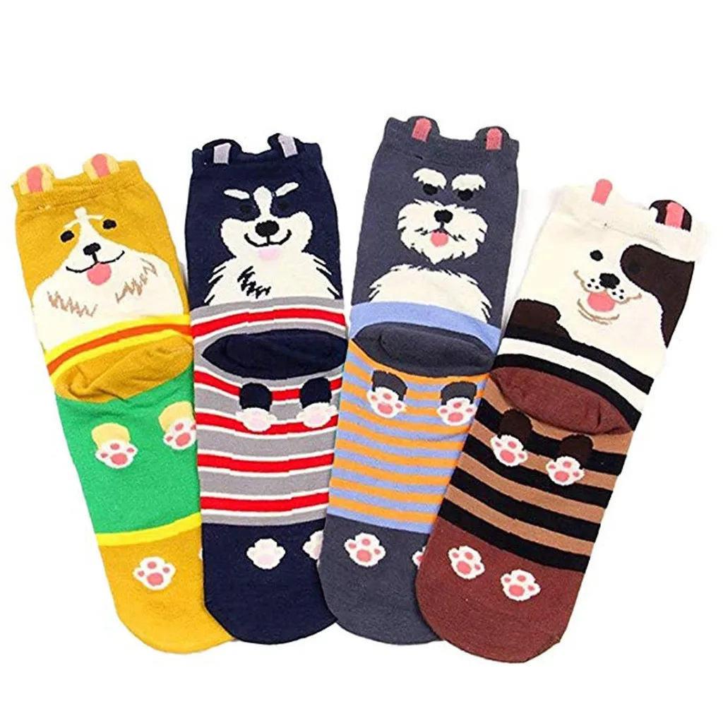 Носки женские хлопковые зимние с принтом собаки 5 пар|Чулки| |