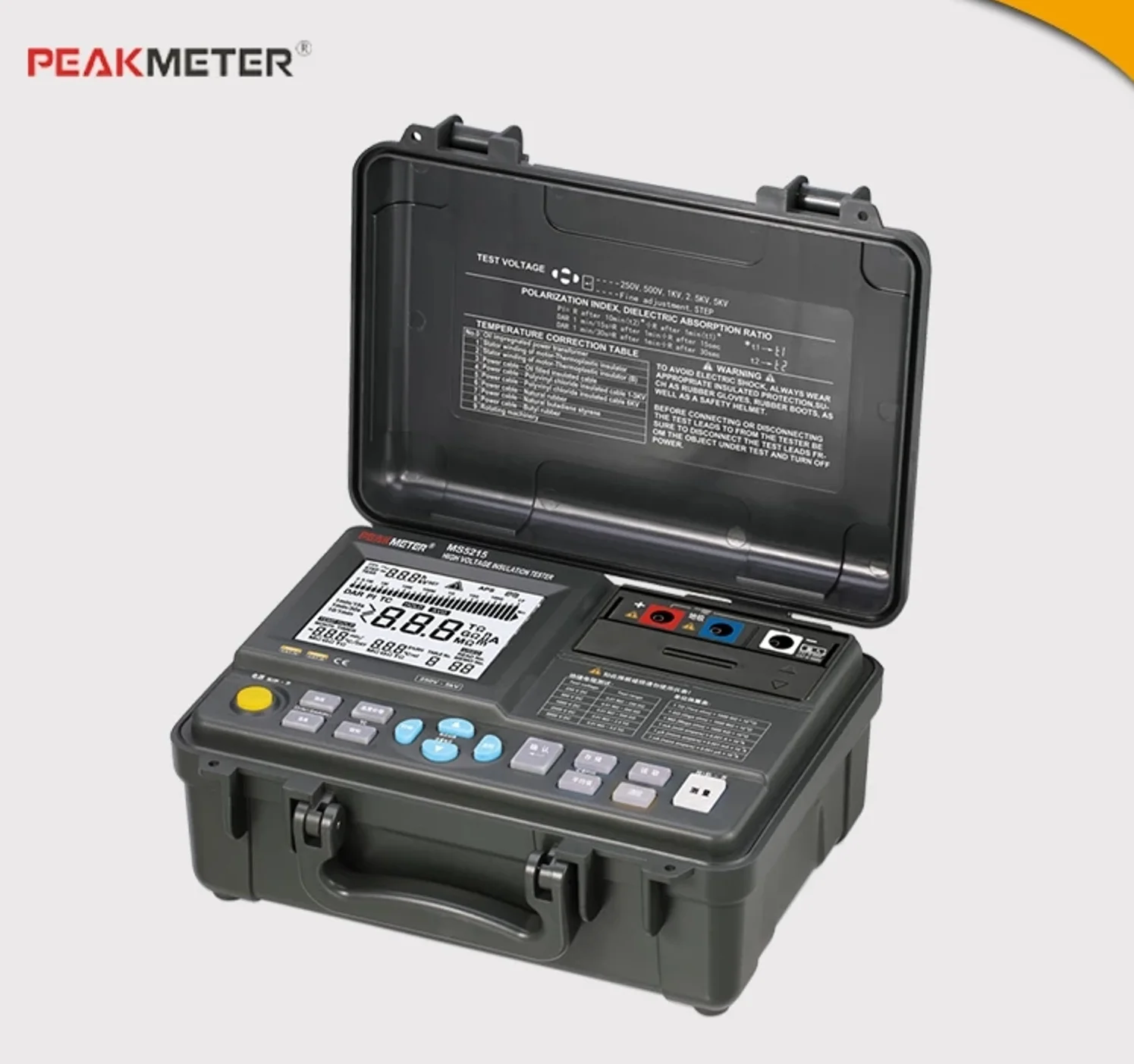 

MS5215 5000V High Voltage Insulation Megger Tester Digital to 5T Ohm Short Current 5mA with USB 2.0