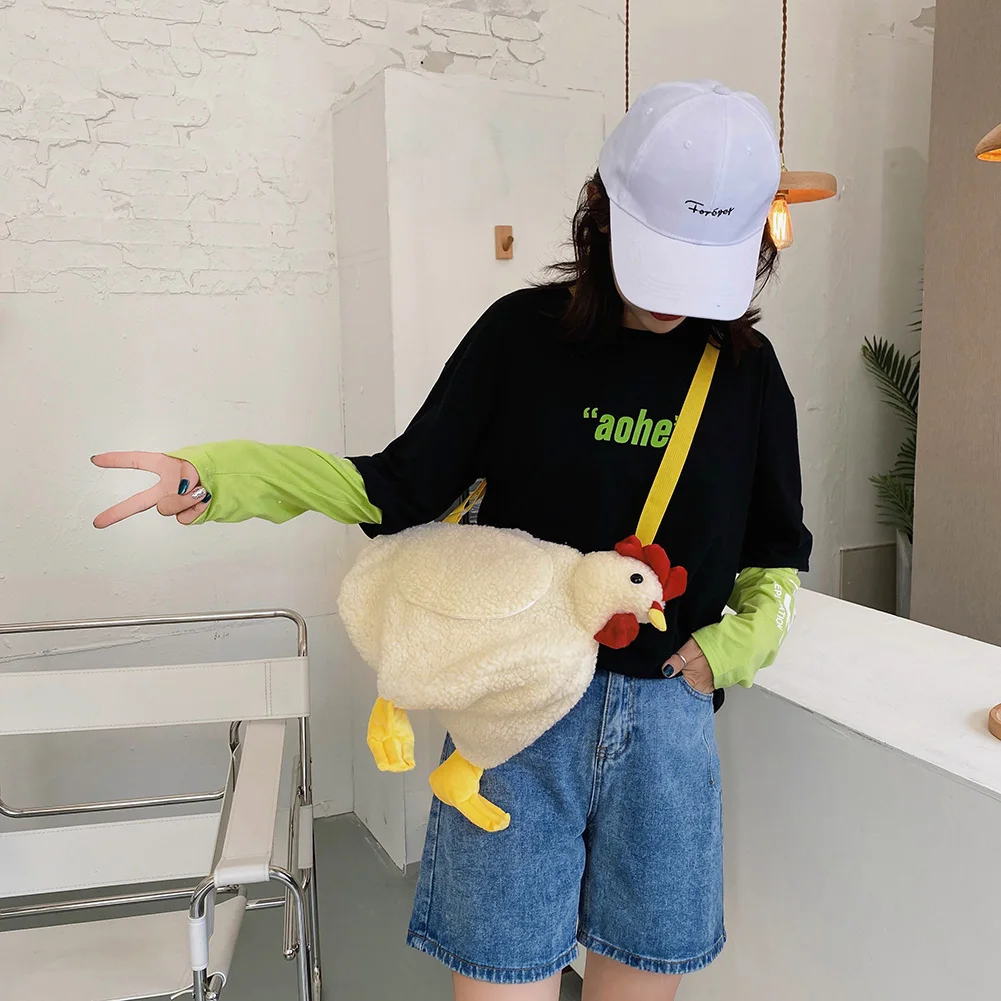 Повседневные женские сумки через плечо в форме курицы модные флисовые дамские