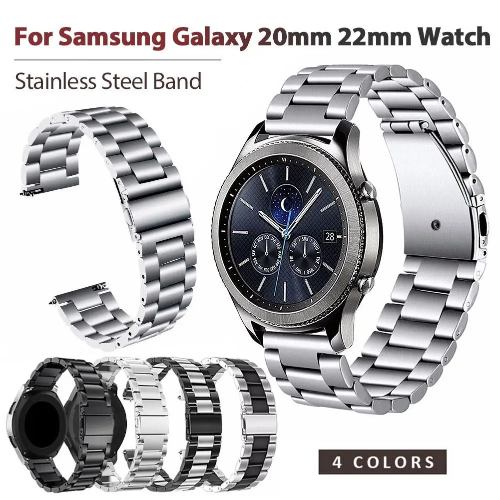

20mm 22mm Stainless Steel Band For Samsung Gear Sport S2 S3 Galaxy 42mm 46mm Watch Strap Metal Wristband Smart Accessories