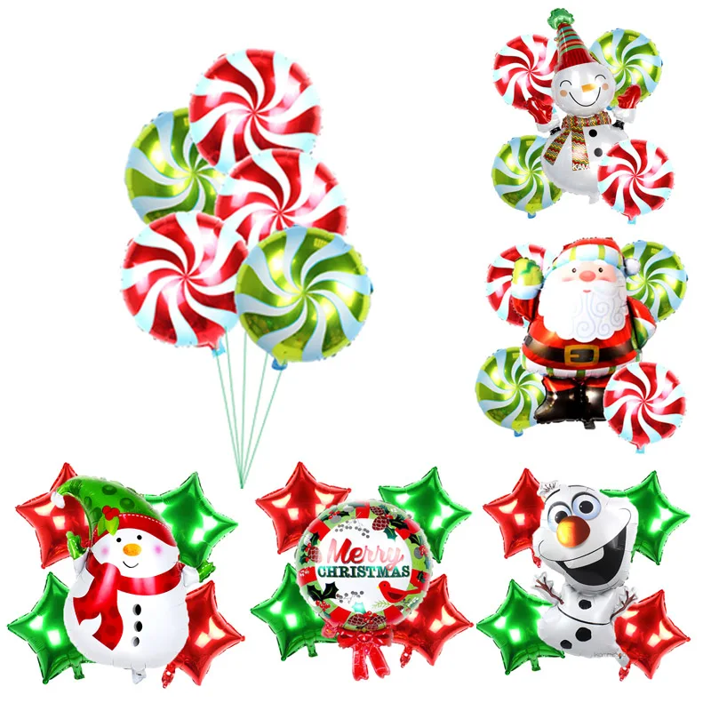 5 шт./компл. мультфильм Санта Клаус Снеговик Фольга воздушными Шарами Рождество