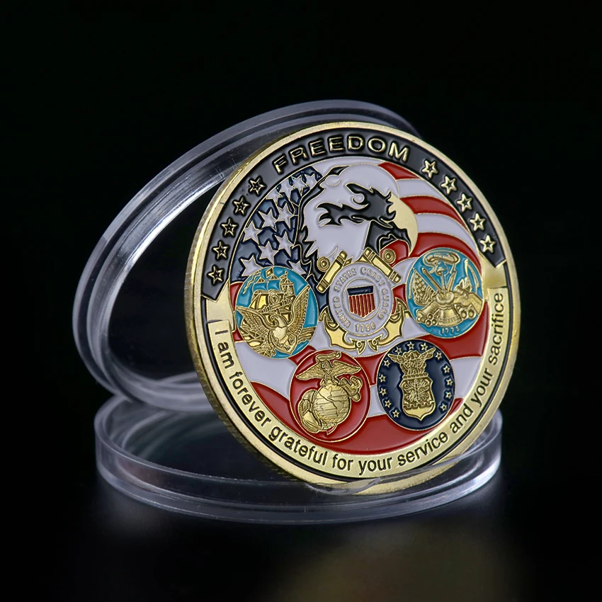 Коллекционная памятная монета США ВМС USAF USMC армия береговой охраны Свобода Орел
