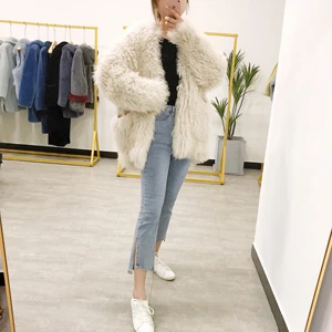 cream SJ1042 Новое поступление зимняя модная Заводская распродажа ручная вязка овечья шерсть пальто - Цвет: cream