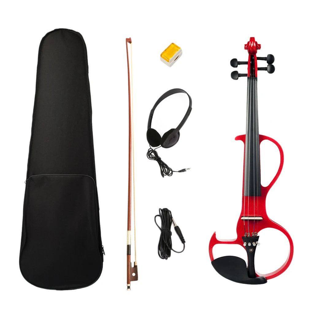 Изысканный Электрический Тихая скрипка Solidwood Красный Жесткий чехол с
