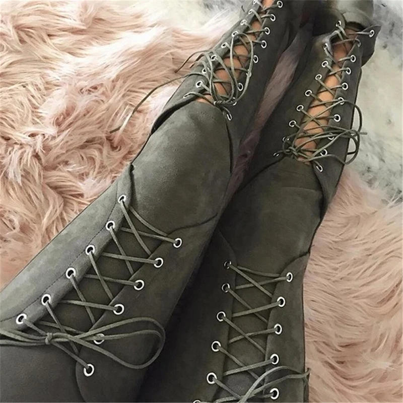 

Autumn Sexy Women Lace Up Faux Suede Stretch Bodycon Pencil Pants Hollow Out Winter Female High Waist Bandage Pants