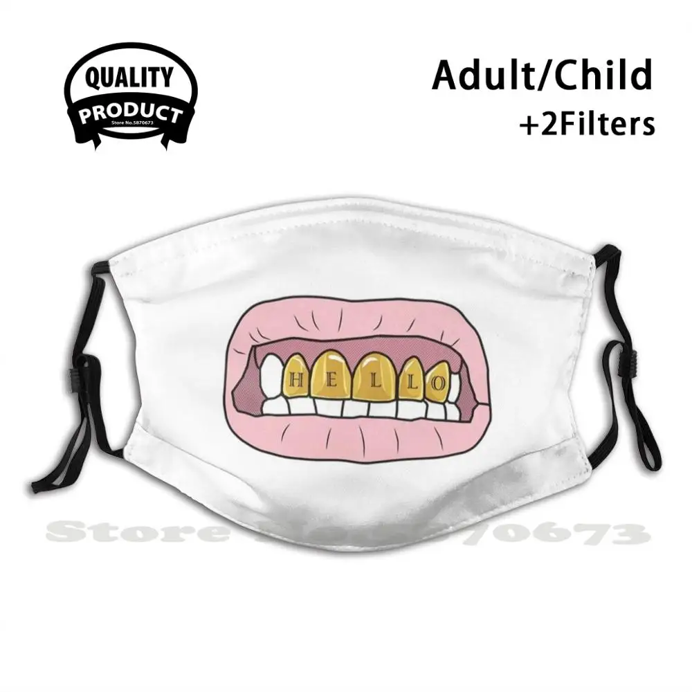 Хелло Гриллз Смешной Дизайн Многоразовая Ртушная Маска С Фильтром Против Пыли Маски Для Лиц Грильи Блинг Зубы Губы