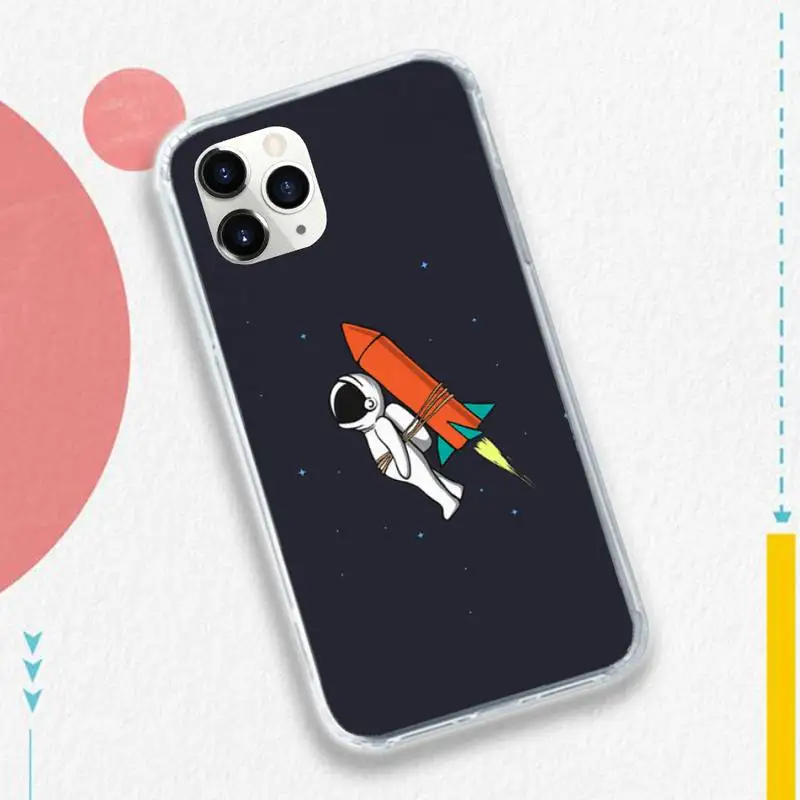

Cute cartoon astronaut space Phone Cases Transparent soft For iphone 5 5s 5c se 6 6s 7 8 11 12 plus mini x xs xr pro max