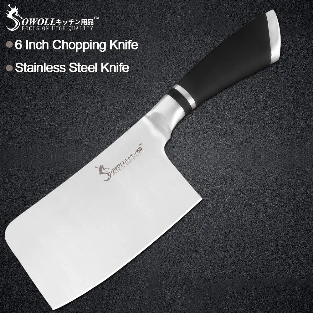 A.6 chopping knife Sowoll нержавеющая сталь Кливер нож изгиб ручка нескользящие острые лезвия разделочный нож индейка кости стейк рыба кухонный инструмент - Цвет: A.6 chopping knife