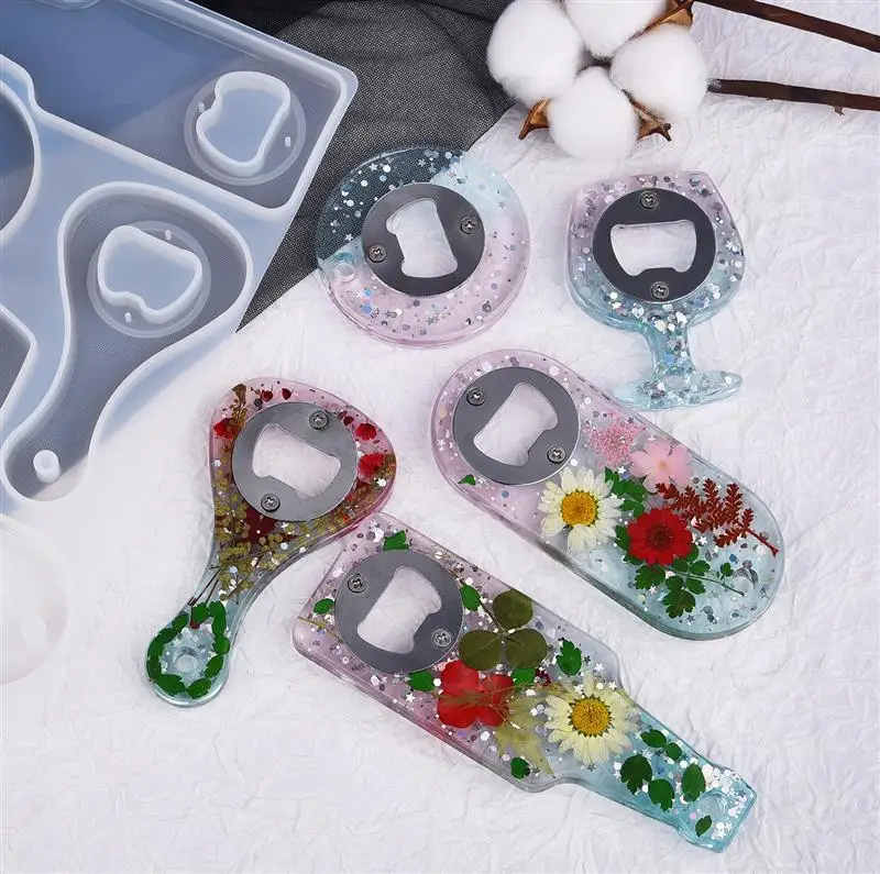 DIY Эпоксидной смолы пива открывалка для бутылок в форме гаечного ключа сухих