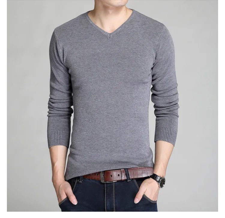 HEFLASHOR свитер Повседневный пуловер с v образным вырезом Мужская Осенняя тонкая